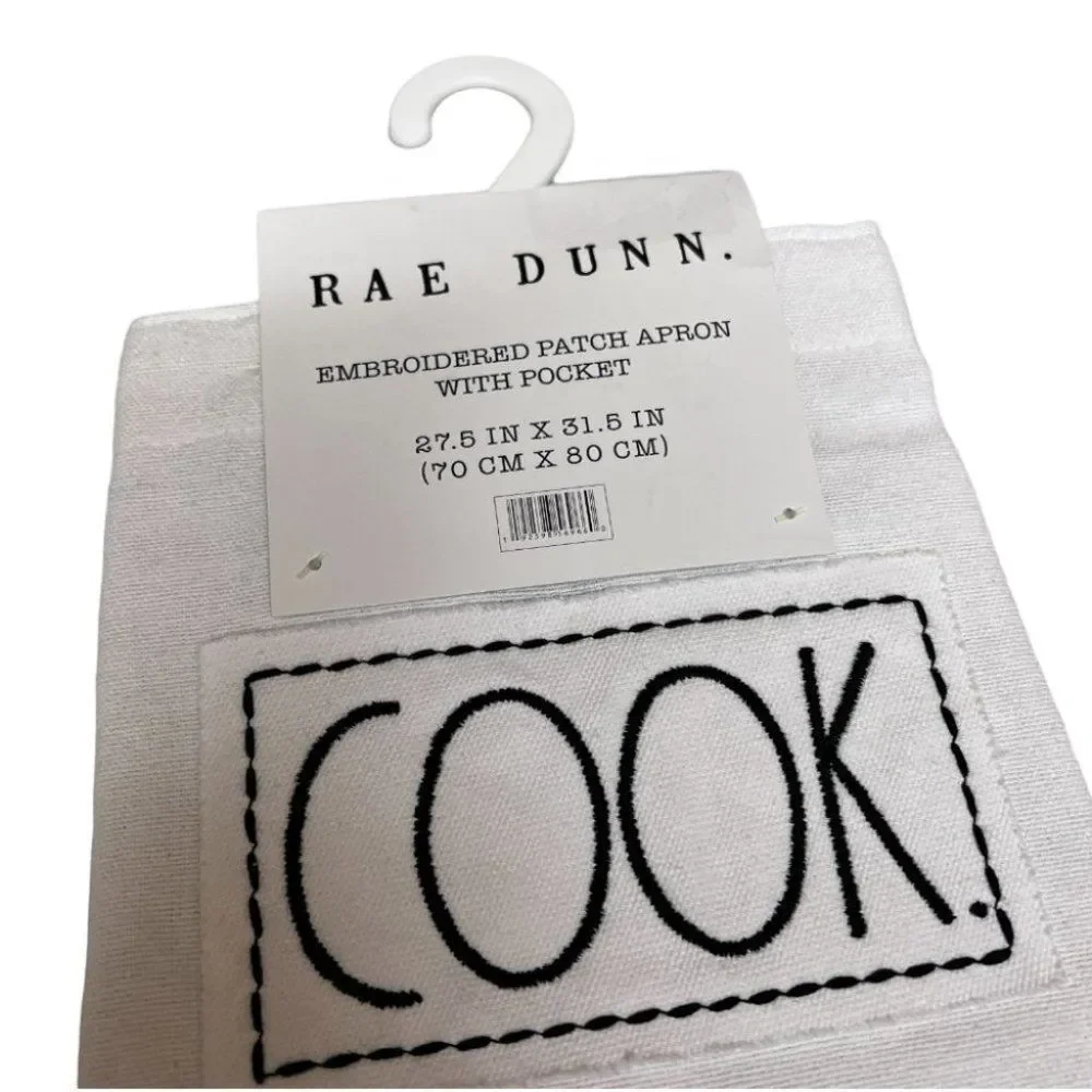 Rae Dunn Blessed /Cook /Home Sweet Home Apron Embroidered Patch‎ Pocket Checked